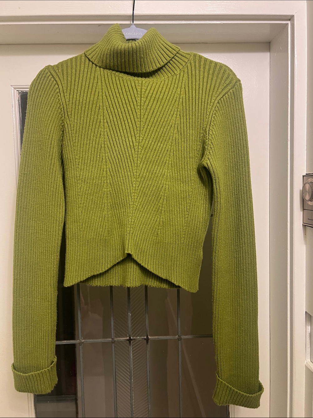 Sincerely Jules Olive Green Ribbed Cowl-Neck Sweater